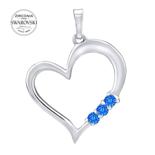 Stříbrný přívěsek SRDCE s modrými Swarovski Zirkony