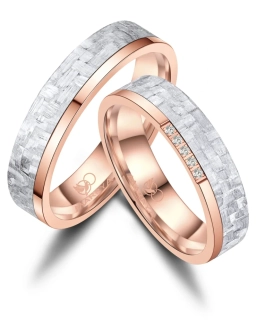 Snubní prsteny Síla oceli, styl karbonu Rose Gold