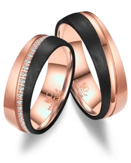 Karbonové snubní prsteny z titanu Rose Gold